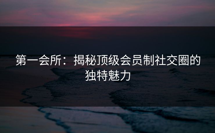 第一会所：揭秘顶级会员制社交圈的独特魅力