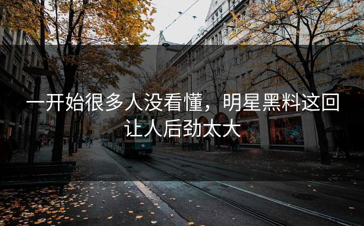 一开始很多人没看懂，明星黑料这回让人后劲太大